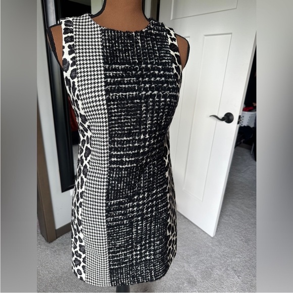 Alice + Olivia Mixed Print Tweed & Leopard Dress Size 0 - Picture 2 of 4